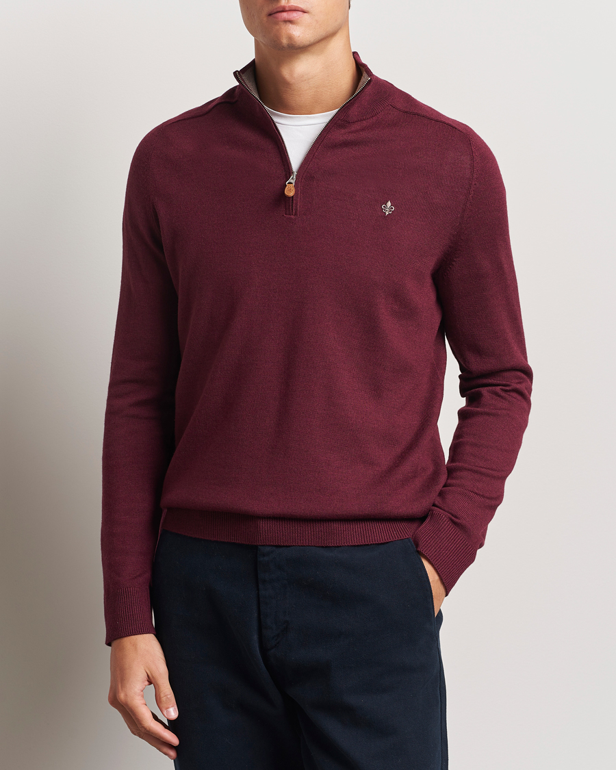 Heren |  | Morris | John Merino Half Zip Wine Red