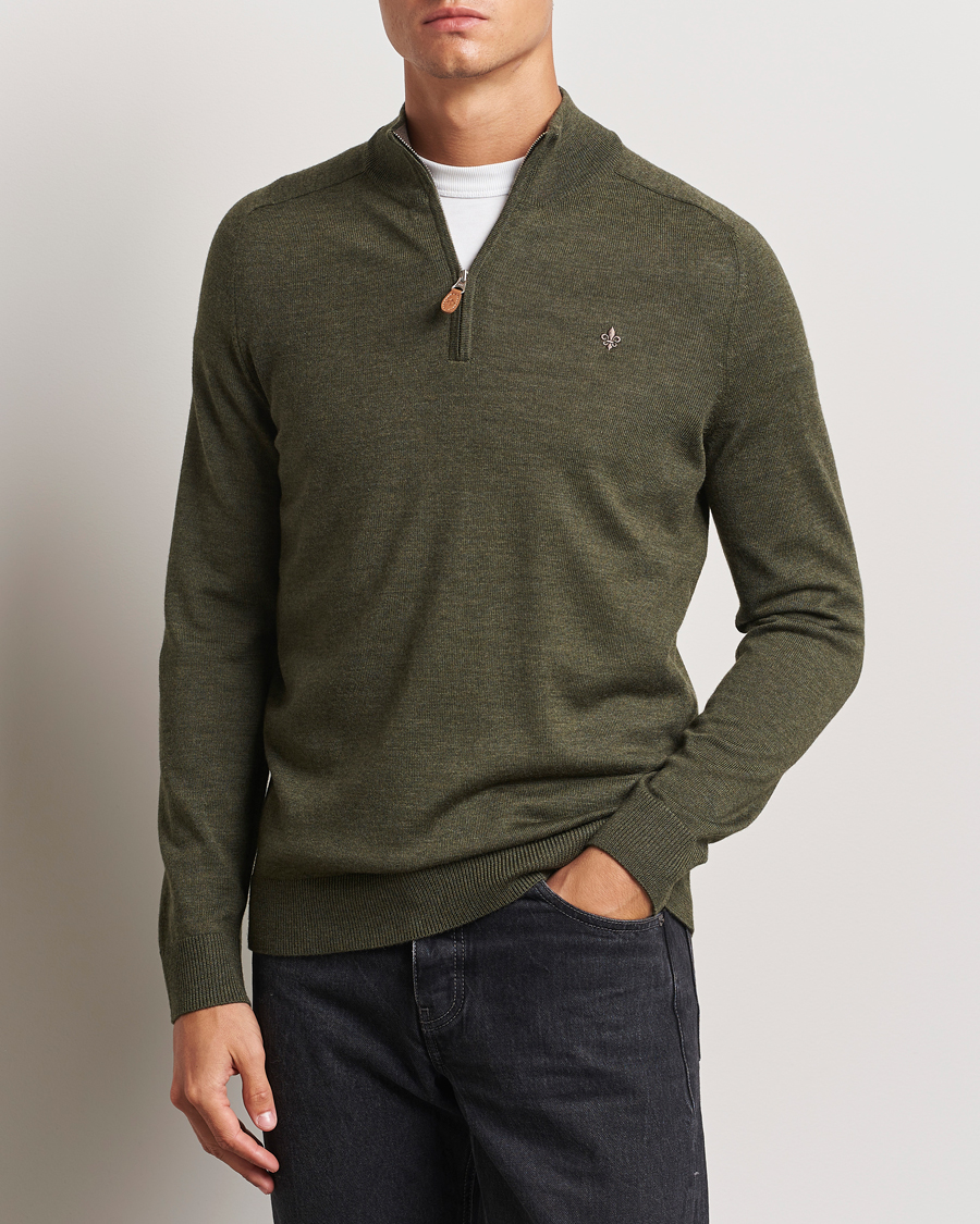 Heren |  | Morris | John Merino Half Zip Olive