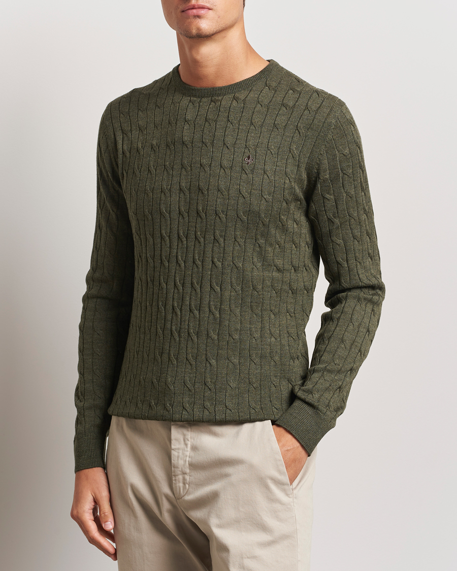 Heren |  | Morris | Merino Cable O-Neck Olive