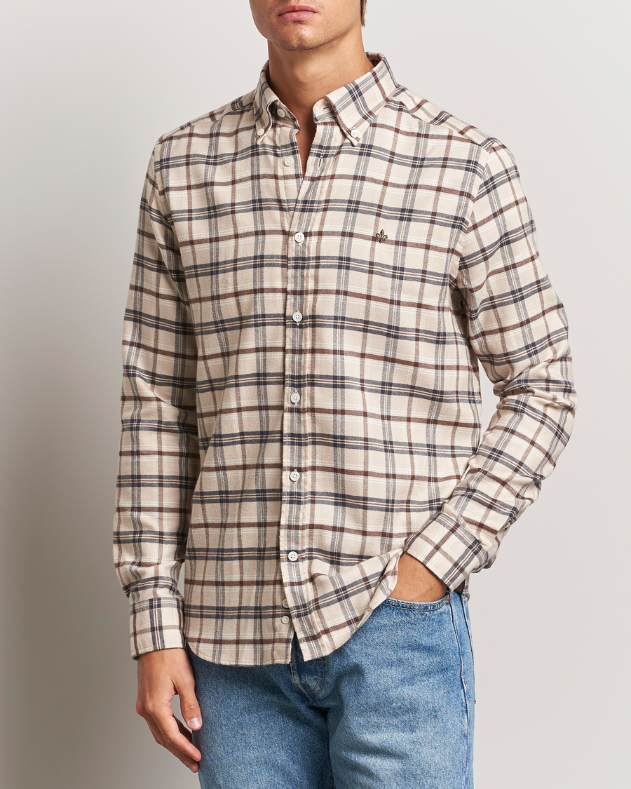 Heren |  | Morris | Soft Check Flannel Shirt Camel