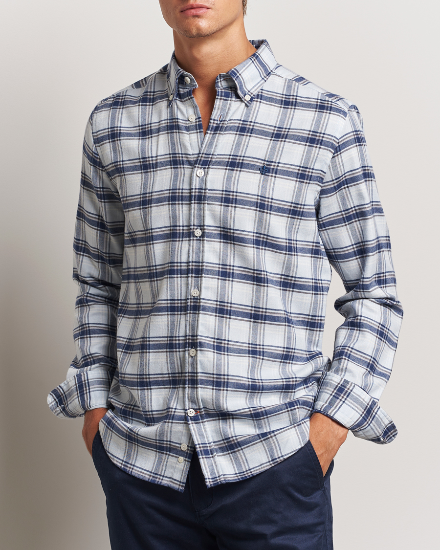 Heren | Business & Beyond - Casual | Morris | Soft Check Flannel Shirt Blue