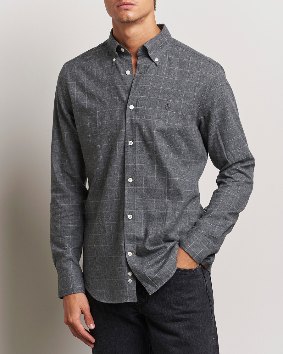 Heren |  | Morris | Flannel Overcheck Shirt Grey