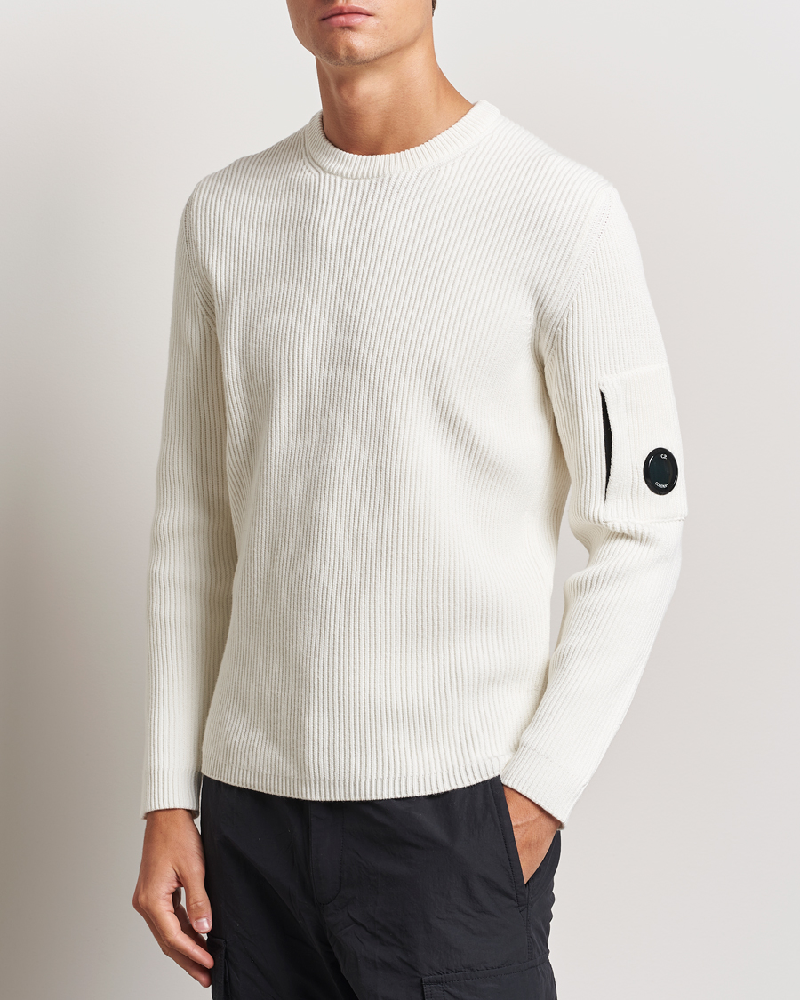 Heren |  | C.P. Company | Full Rib Knitted Cotton Crew Neck Off White