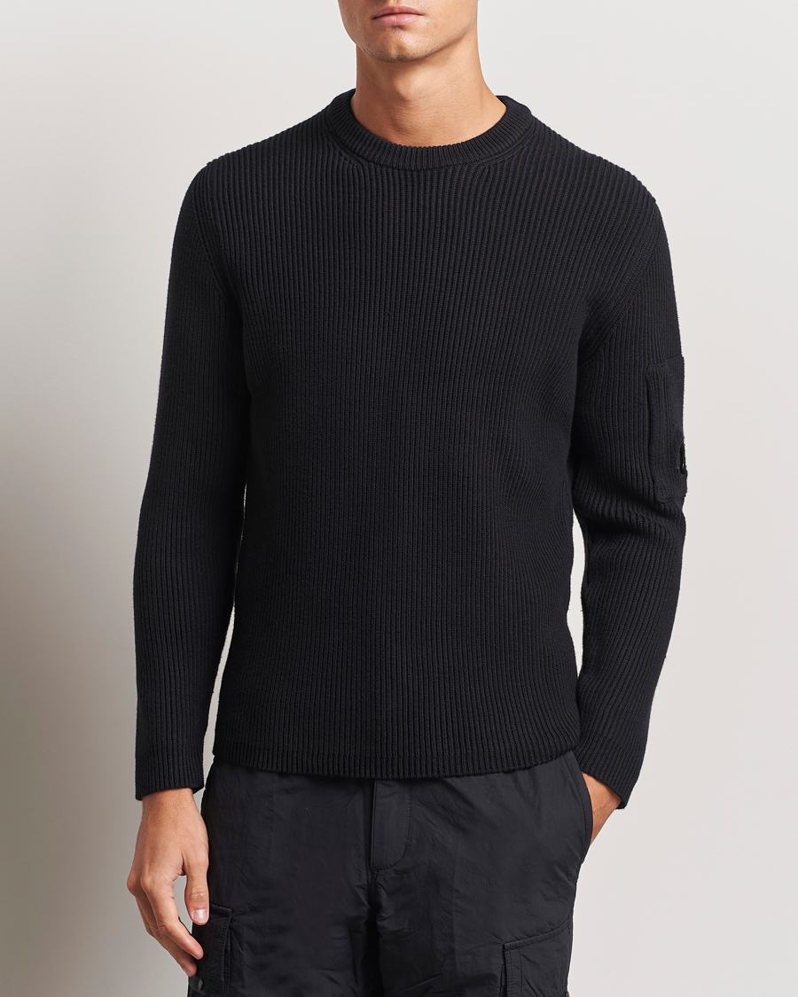 Heren |  | C.P. Company | Full Rib Knitted Cotton Crew Neck Black