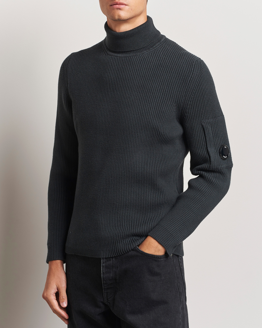 Heren |  | C.P. Company | Full Rib Knitted Cotton Rollneck Grey Black