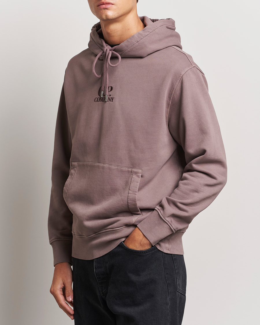 Heren |  | C.P. Company | Brushed Emerized Fleece Hood Sweatshirt Washed Purple