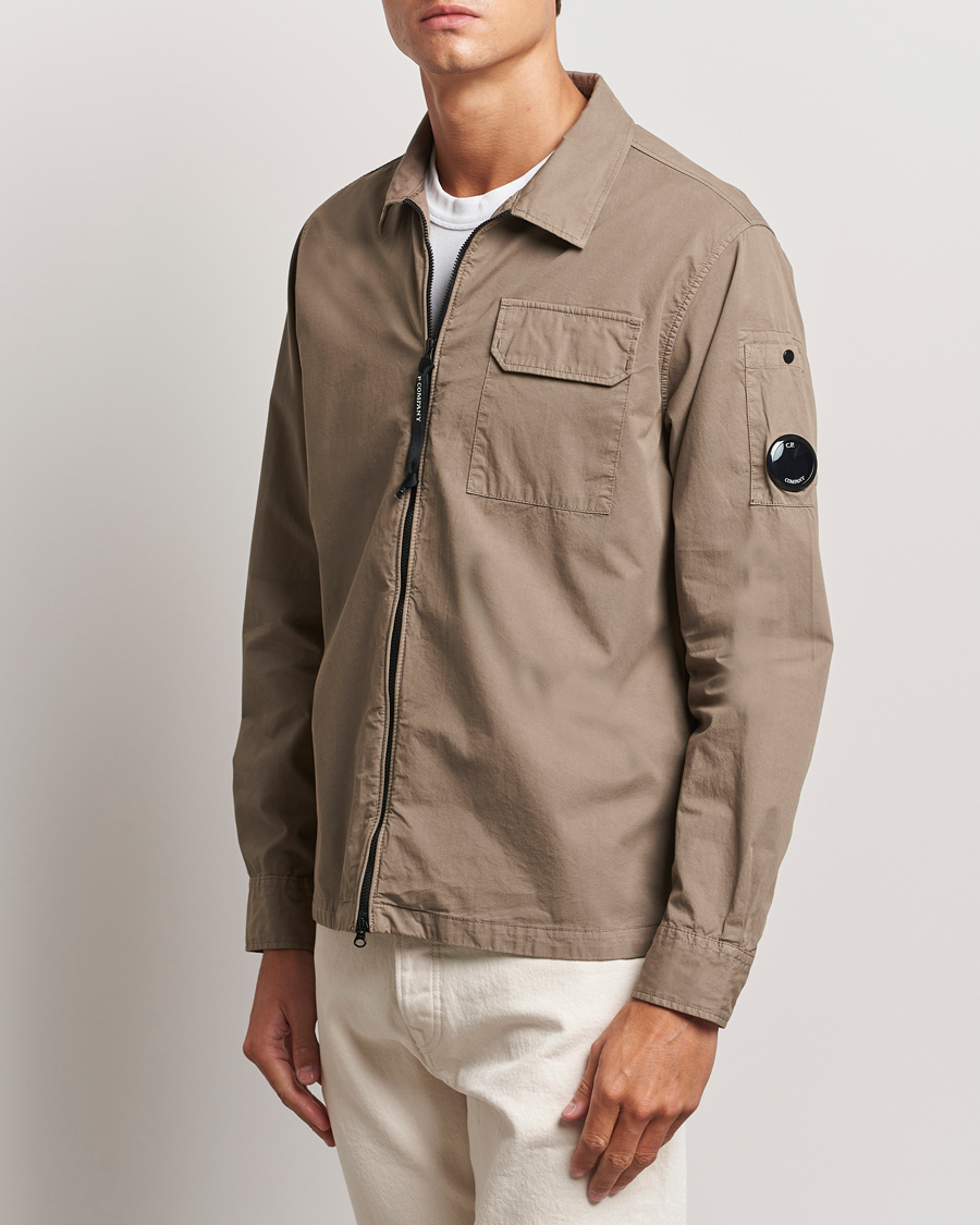 Heren | Overhemden | C.P. Company | Organic Cotton Gabardine Zip Overshirt Taupe
