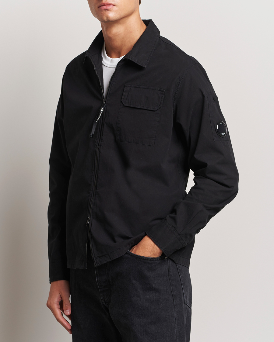 Heren |  | C.P. Company | Organic Cotton Gabardine Zip Overshirt Black