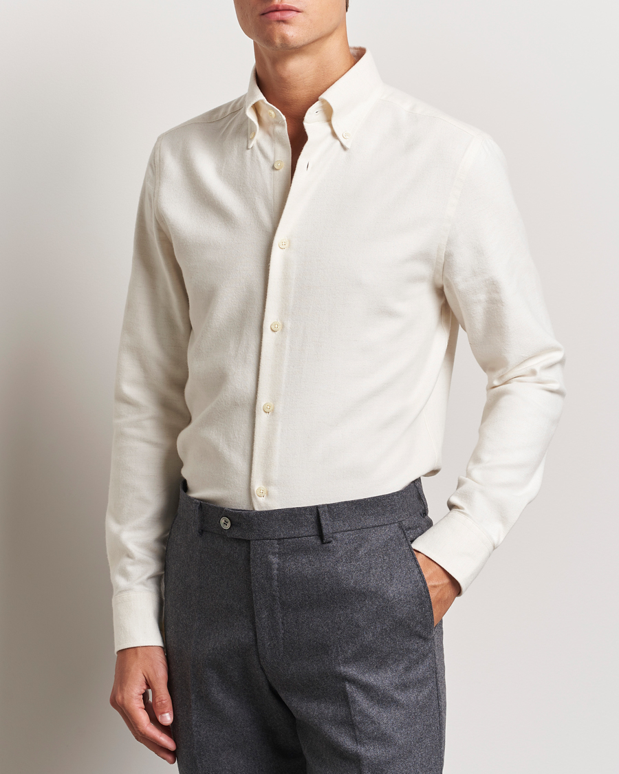 Heren |  | Morris Heritage | Soft Lama Slim Fit Shirt Off White