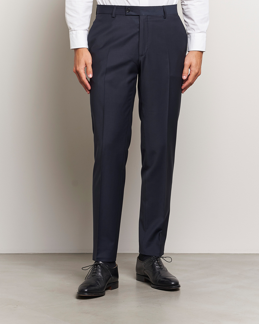 Heren | Business casual | Morris Heritage | Morris Wool Suit Trousers Navy