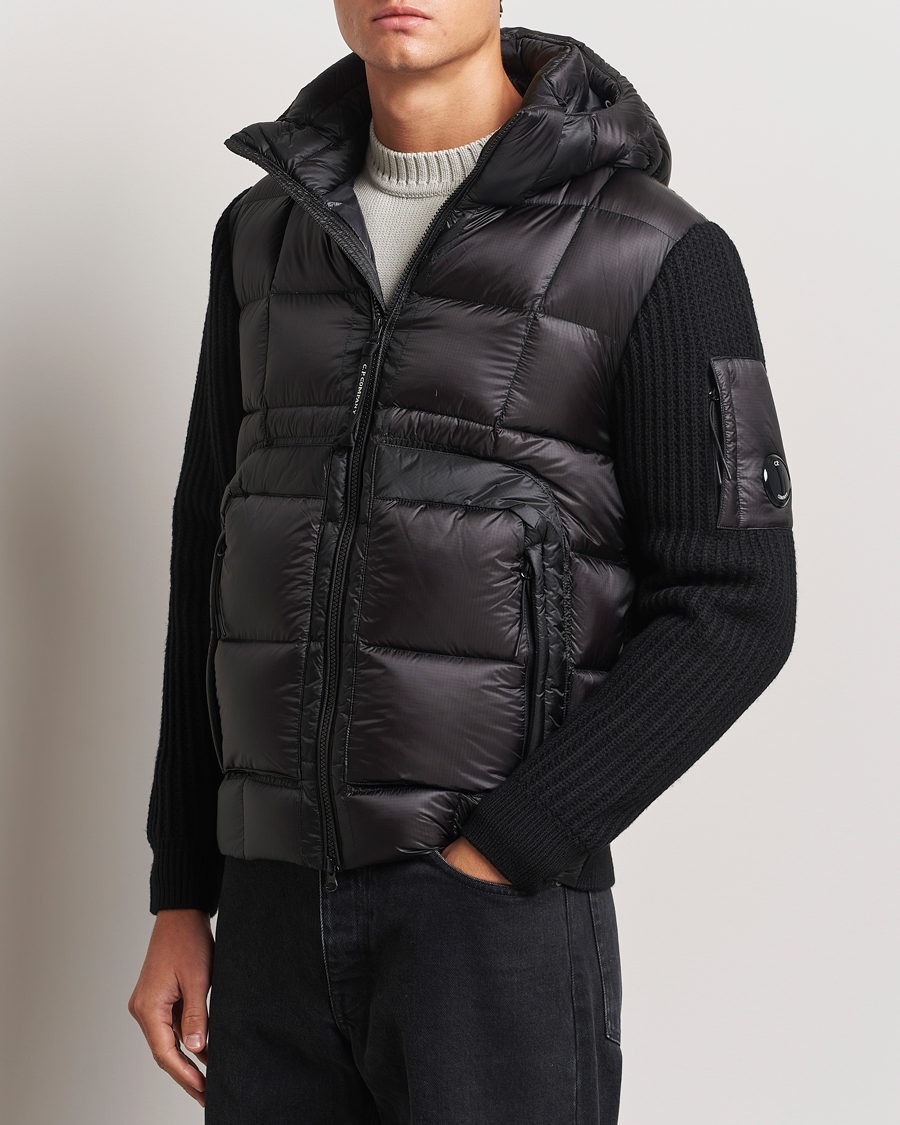 Heren |  | C.P. Company | Merino Wool Padded Hybrid Hood Jacket Black