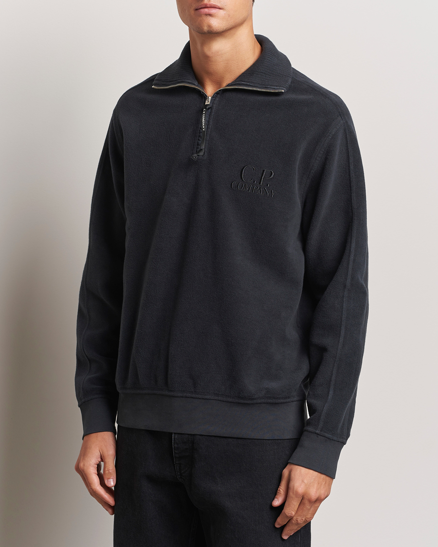 Heren |  | C.P. Company | Brushed Diagonal Fleece Half Zip Grey Black