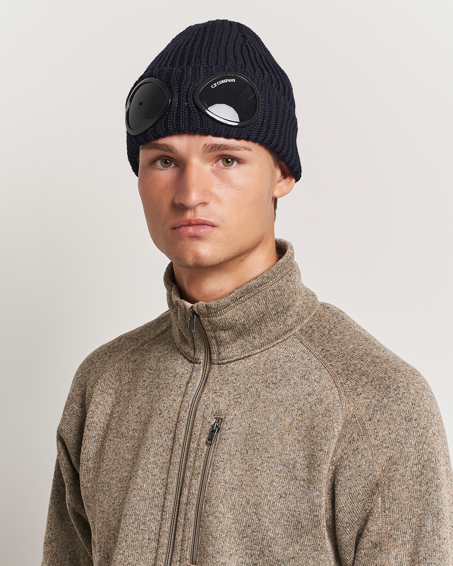 Heren |  | C.P. Company | Knitted Merino Goggle Beanie Navy