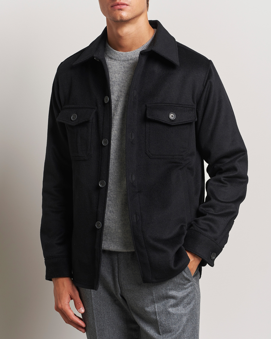 Heren |  | Oscar Jacobson | Maverick Wool/Cashmere Shirt Jacket Black