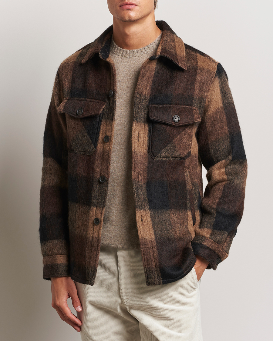 Heren |  | Oscar Jacobson | Maverick Checked Shirt Jacket Brown