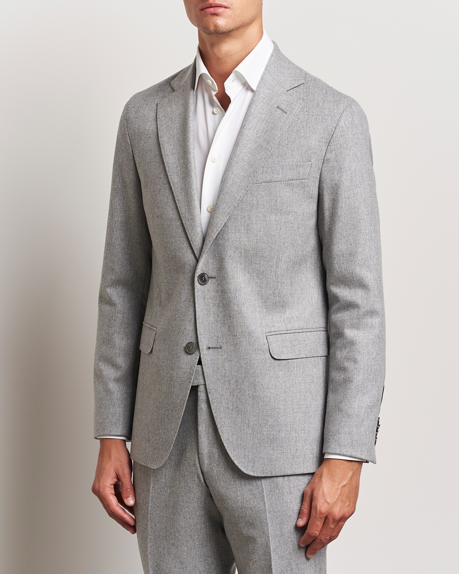 Heren | Business casual | Oscar Jacobson | Fogerty Flannel Blazer Light Grey