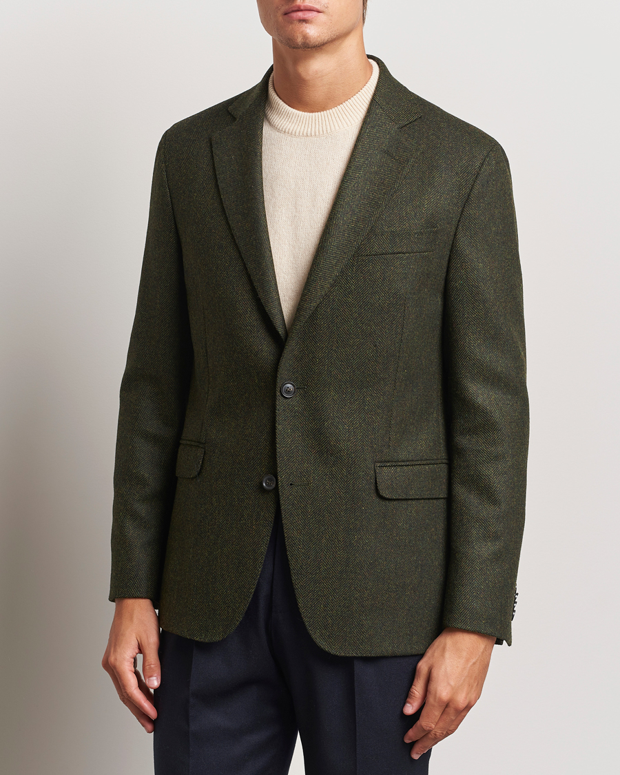 Heren |  | Oscar Jacobson | Fogerty Moon Herringbone Tweed Blazer Green