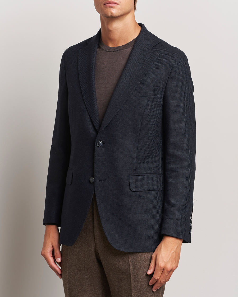 Heren | Business & Beyond - Formal | Oscar Jacobson | Fogerty Wool Hopsack Blazer Navy