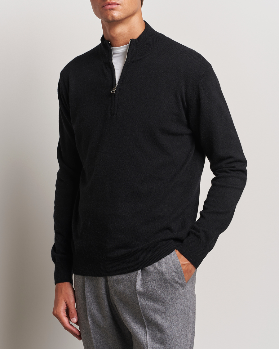 Heren |  | Oscar Jacobson | Patton Wool/Cashmere Half Zip Black