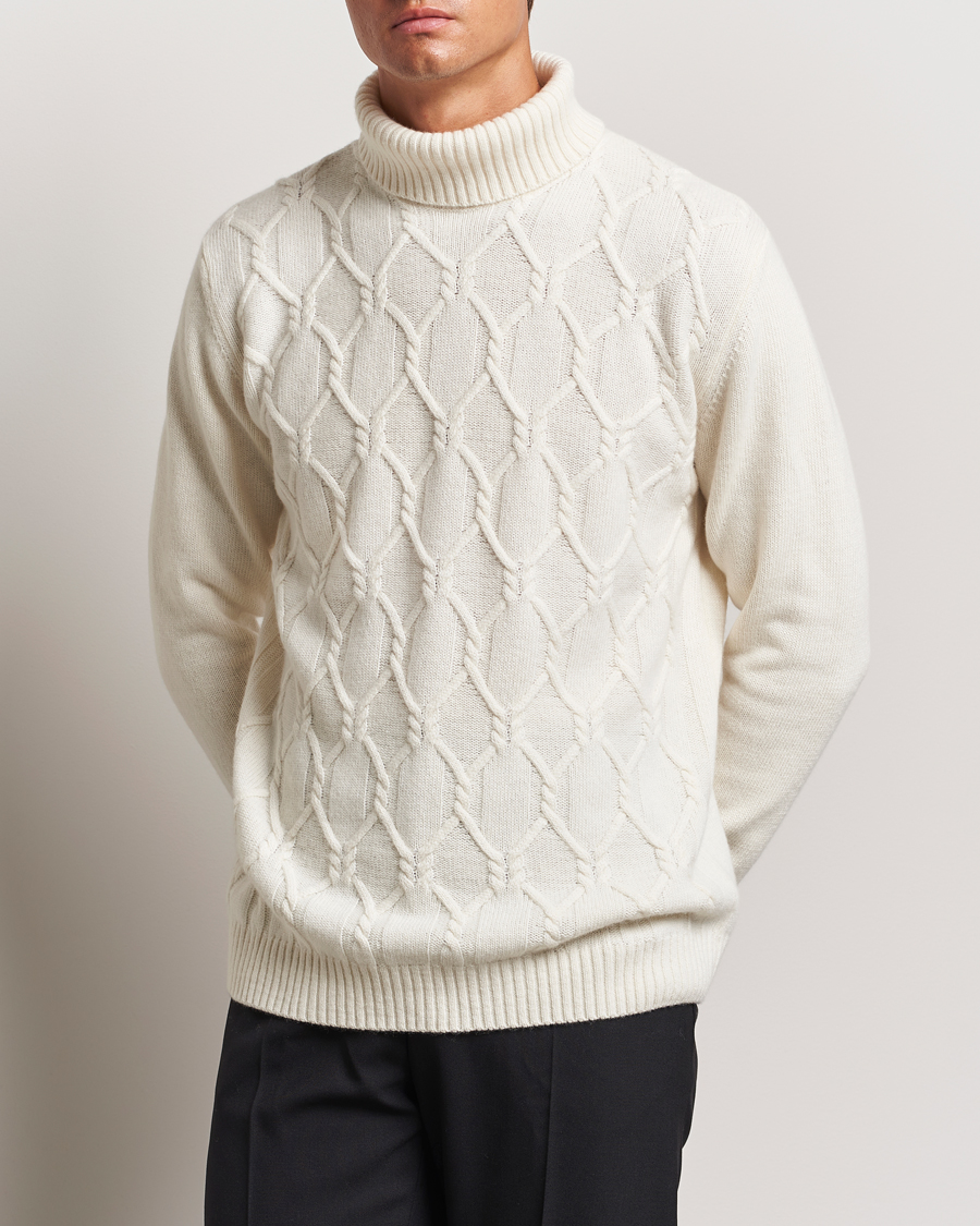 Heren |  | Oscar Jacobson | Salomon Heavy Knitted Cable Rollneck White