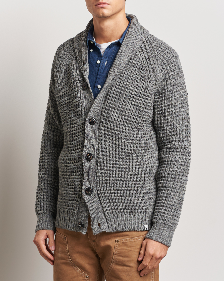 Heren |  | Peregrine | Waffle Wool Shawl Cardigan Steel