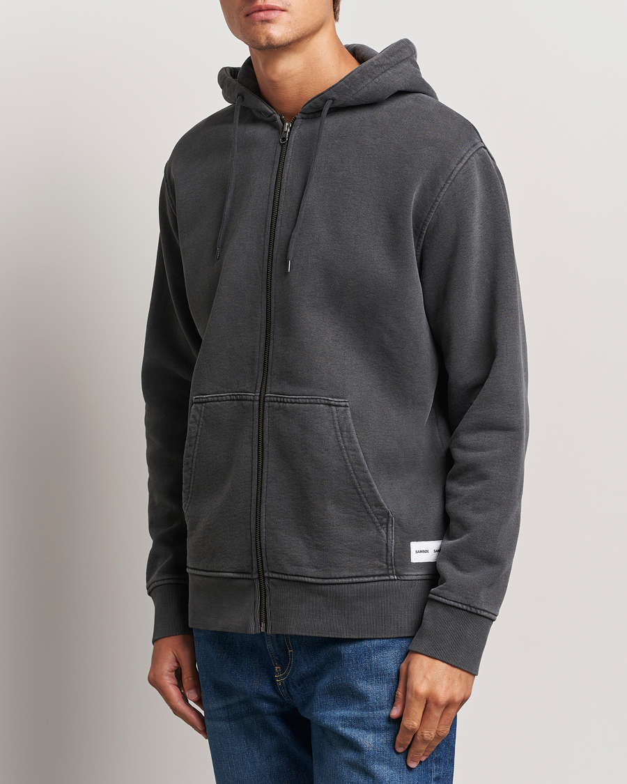 Heren |  | Samsøe Samsøe | Pigment Dyed Full Zip Hoodie Black