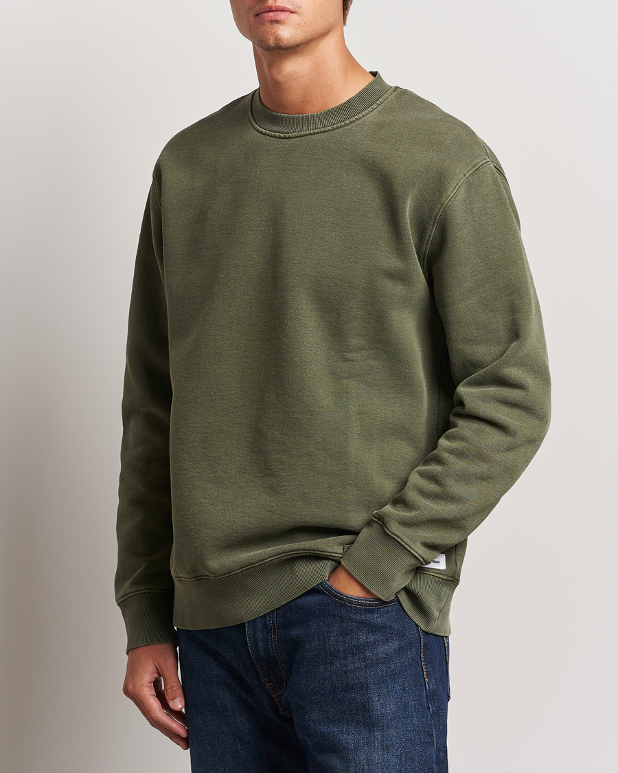 Heren |  | Samsøe Samsøe | Pigment Dyed Crew Neck Sweatshirt Forest Night