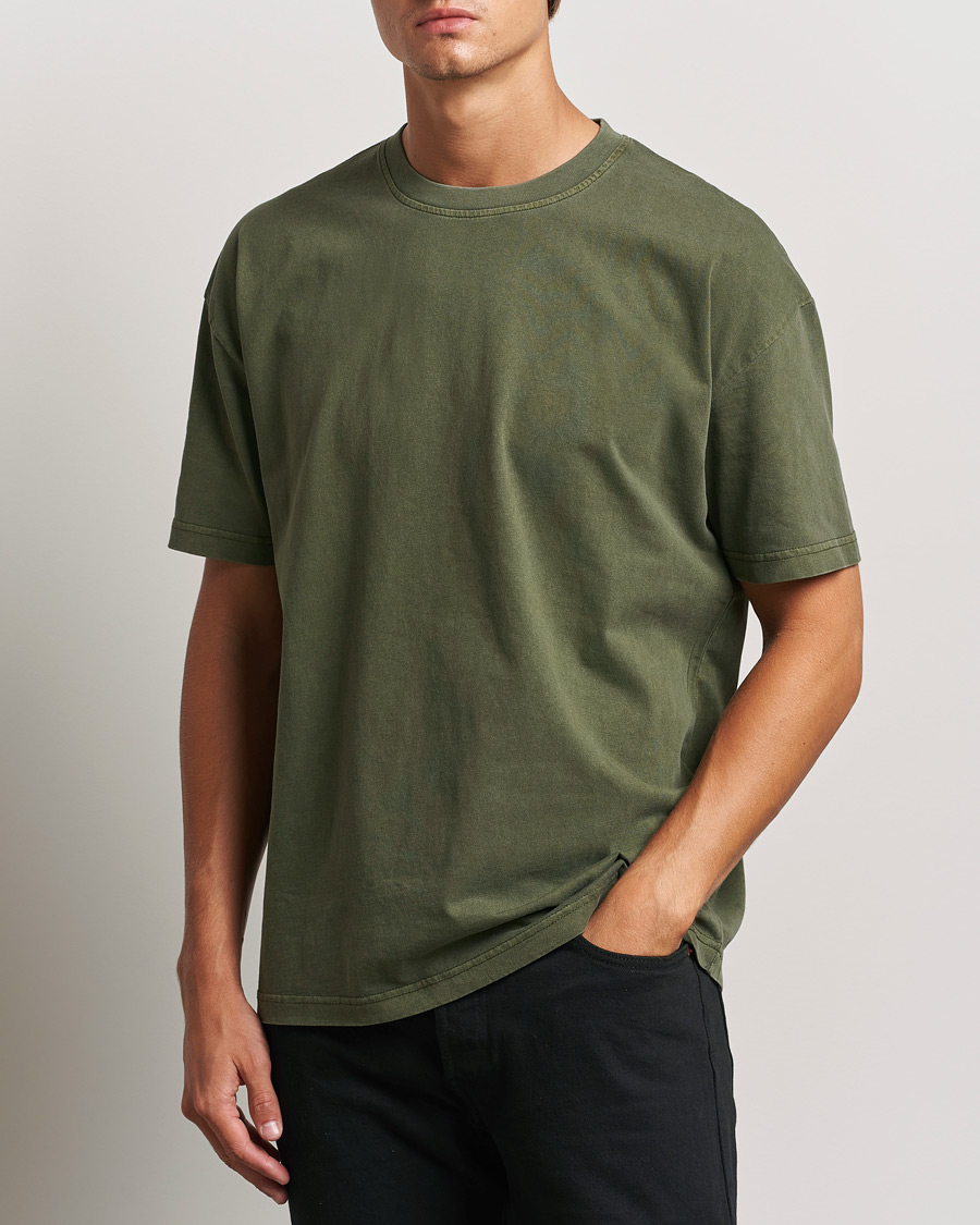 Heren |  | Samsøe Samsøe | Pigment Dyed Crew Neck T-Shirt Forest Night