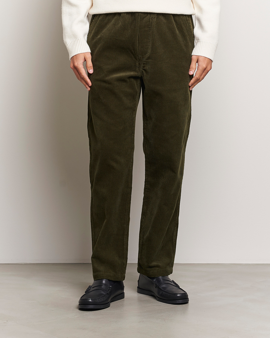 Heren | Nieuws | Samsøe Samsøe | Jabari Corduroy Drawstring Trousers Forest Night