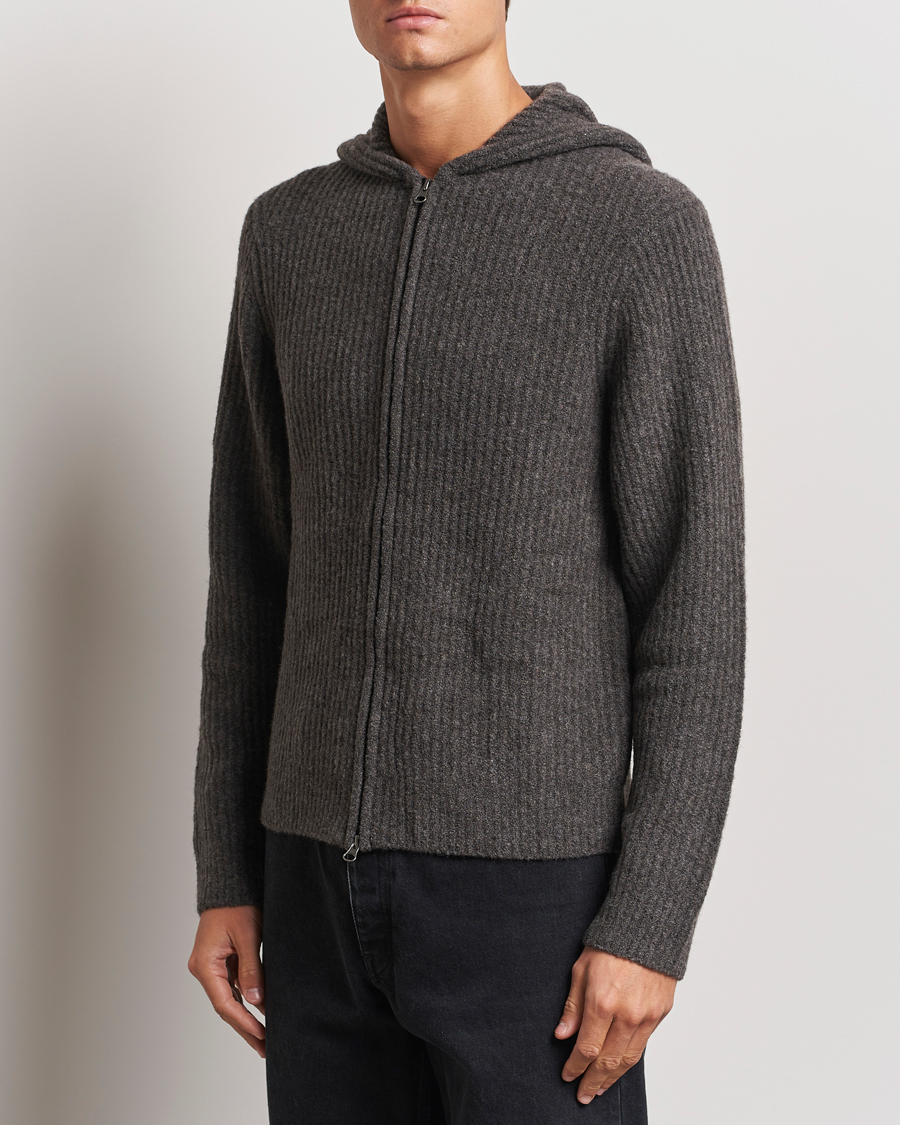 Heren | Nieuws | Samsøe Samsøe | Koji Rib Knitted Hooded Full Zip Volcanic Ash