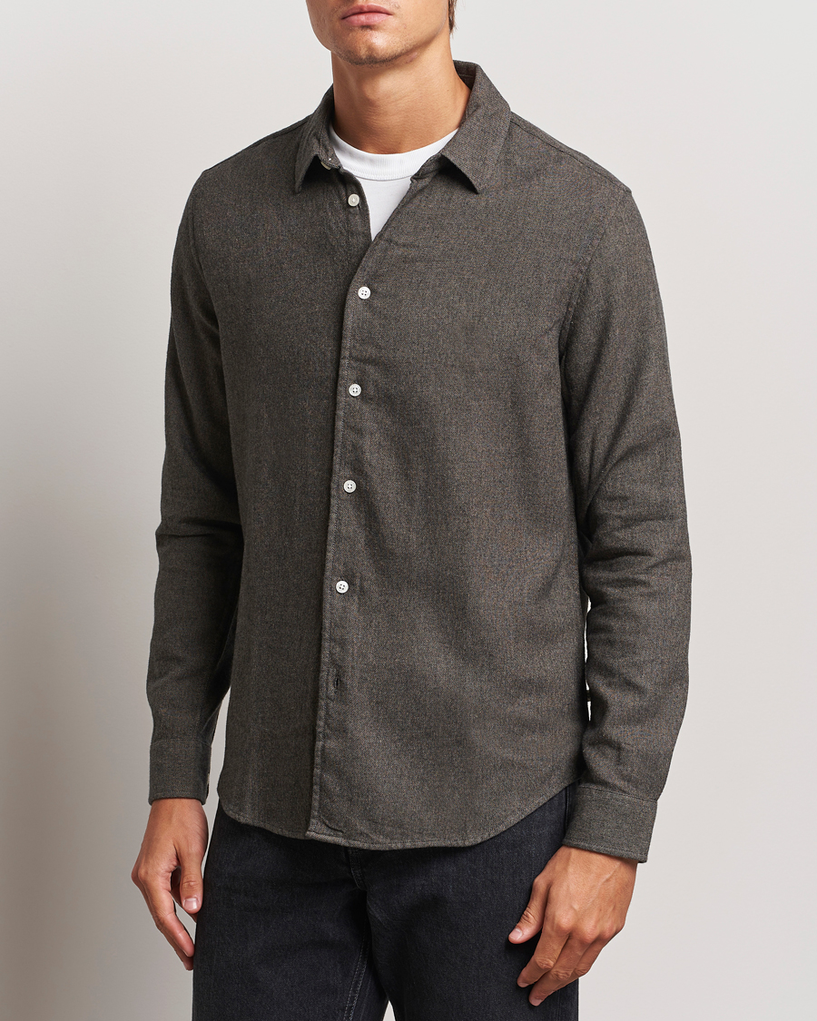 Heren |  | Samsøe Samsøe | Liam Brushed Flannel Shirt Major Brown Melange