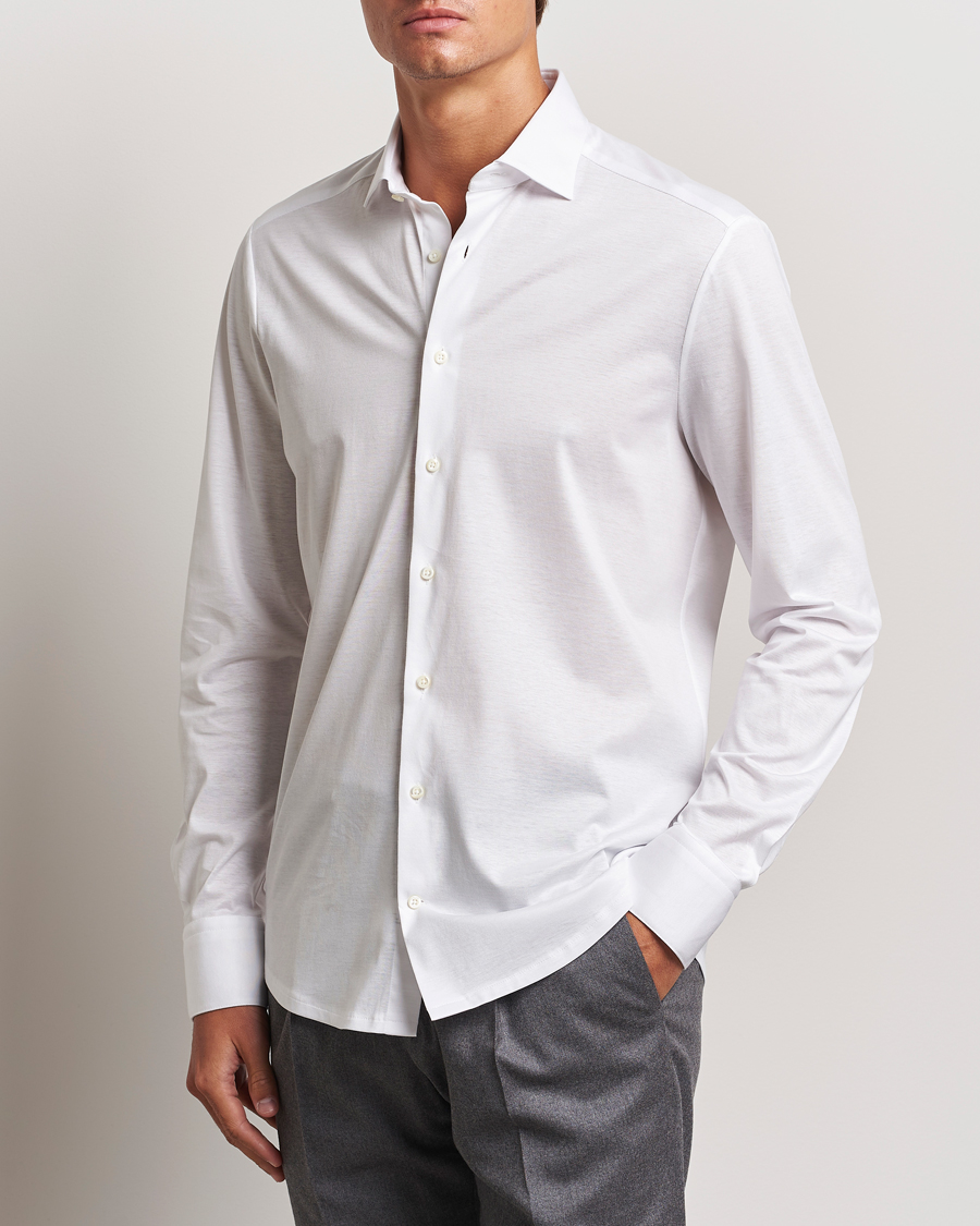 Heren |  | Stenströms | Slimline Stretch Jersey Shirt White