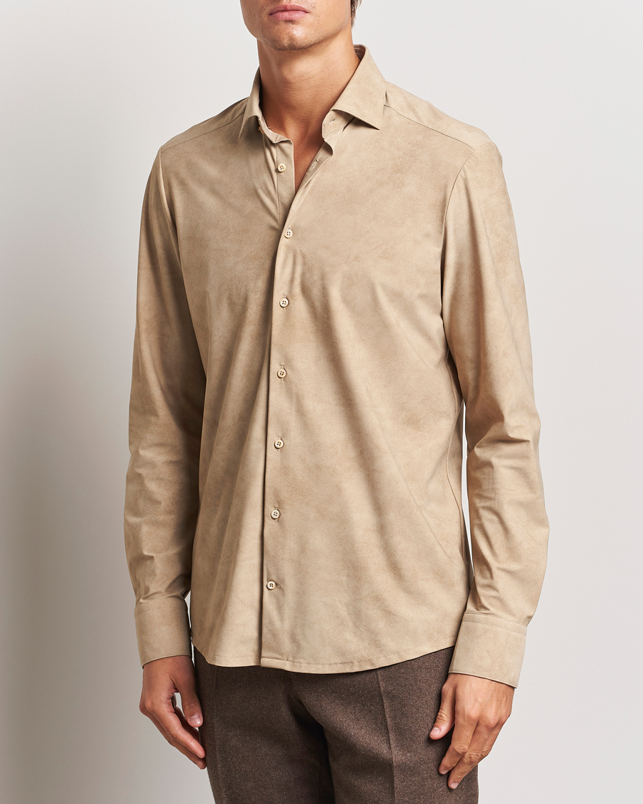 Heren |  | Stenströms | Slimline 4-Way Stretch Shirt Beige