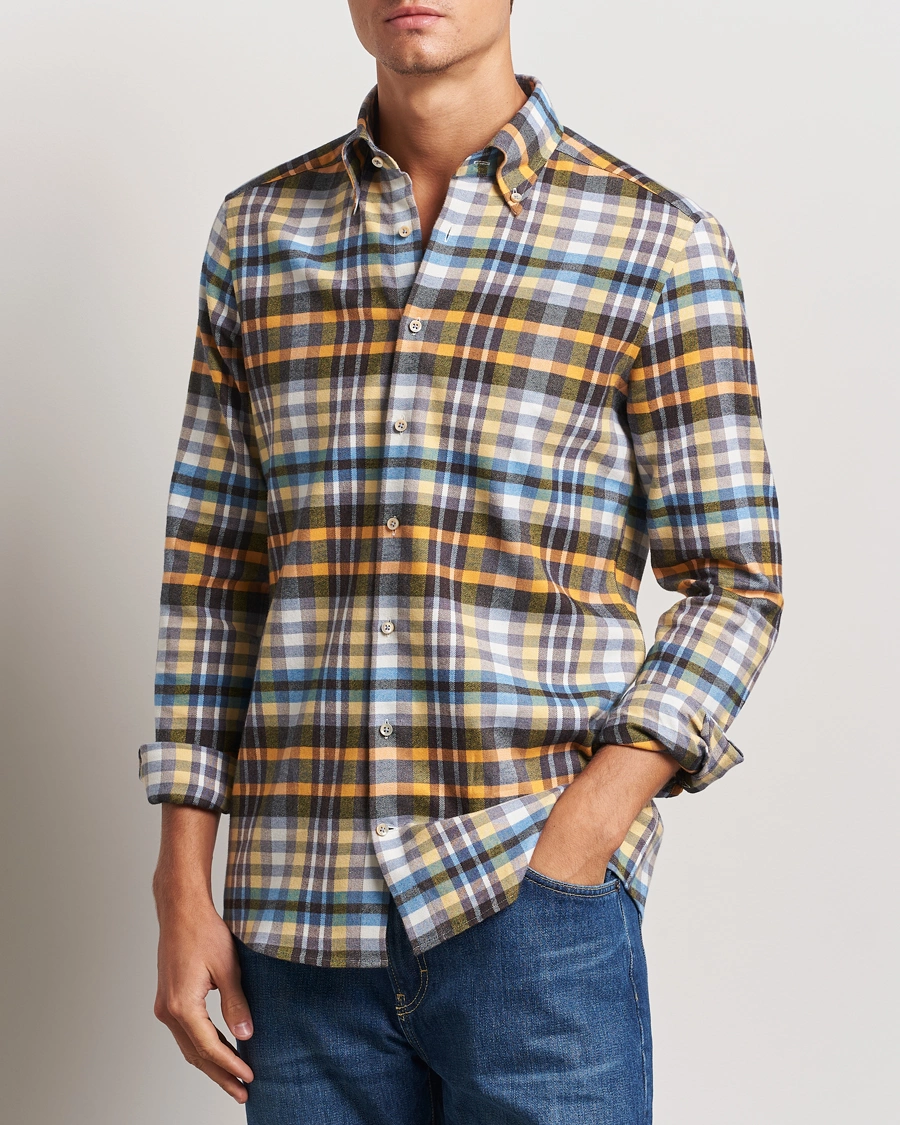 Heren |  | Stenströms | Slimline Flannel Checked Shirt Multi