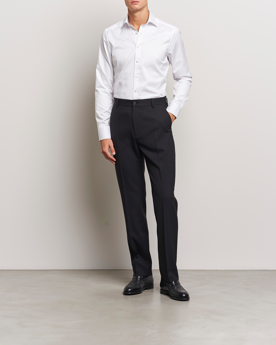 Heren |  | Stenströms | Slimline Contrast Cut Away Shirt White/Grey