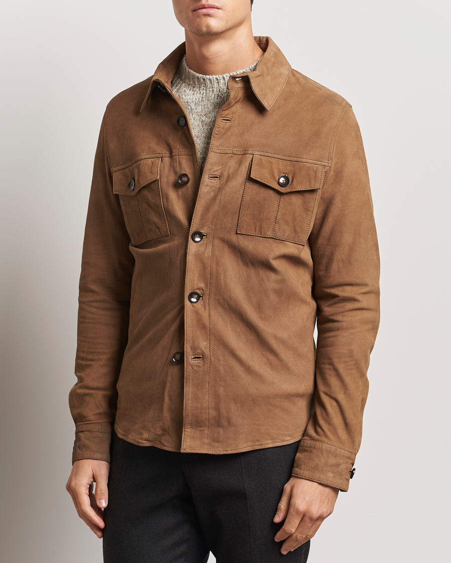 Heren |  | Stenströms | Lamb Suede Overshirt Brown