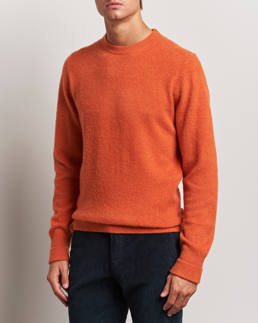 Heren |  | Stenströms | Brushed Merino Crew Neck Orange