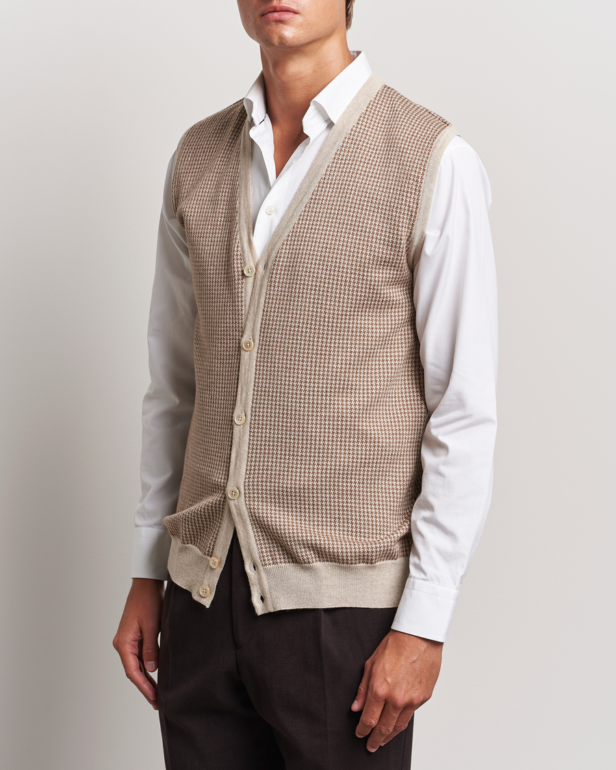 Heren |  | Stenströms | Pepita Merino Wool Vest Brown