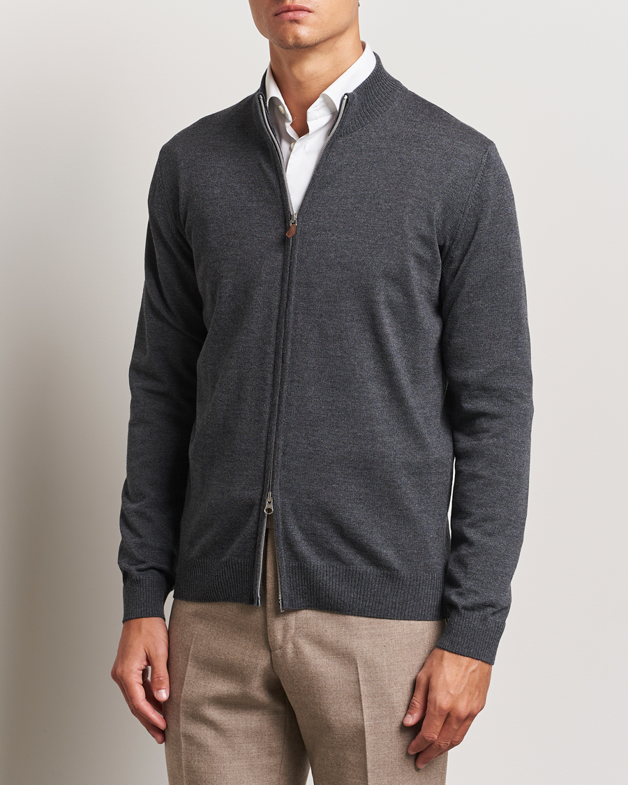 Heren |  | Stenströms | Merino Full Zip Dark Grey