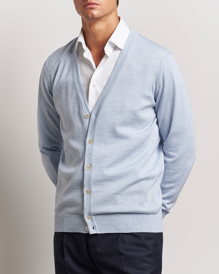 Heren |  | Stenströms | Merino Cardigan Light Blue