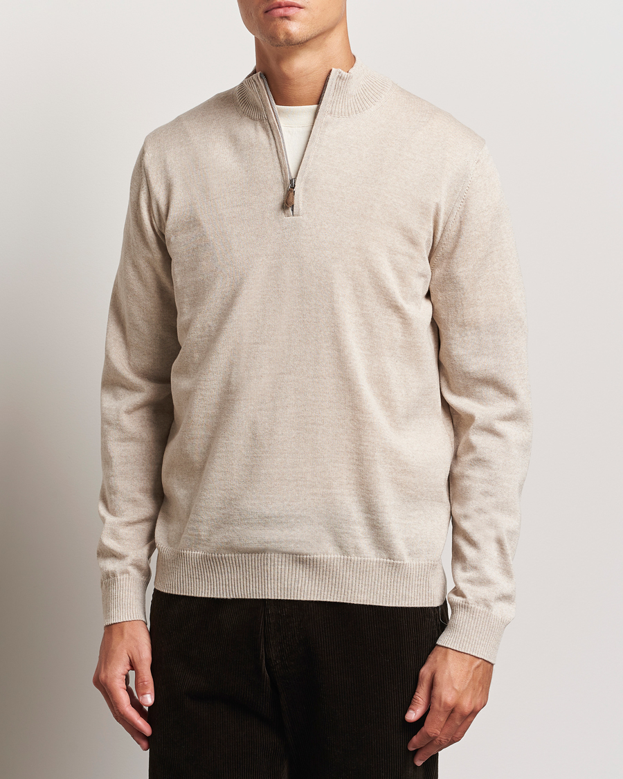 Heren |  | Stenströms | Merino Half Zip Beige