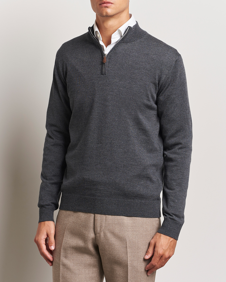 Heren |  | Stenströms | Merino Half Zip Dark Grey