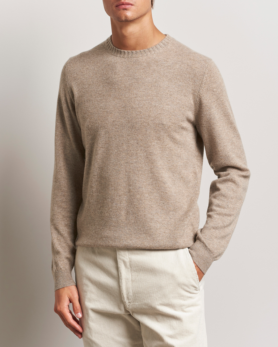 Heren | Kasjmier truien | Stenströms | Cashmere Crewneck Beige