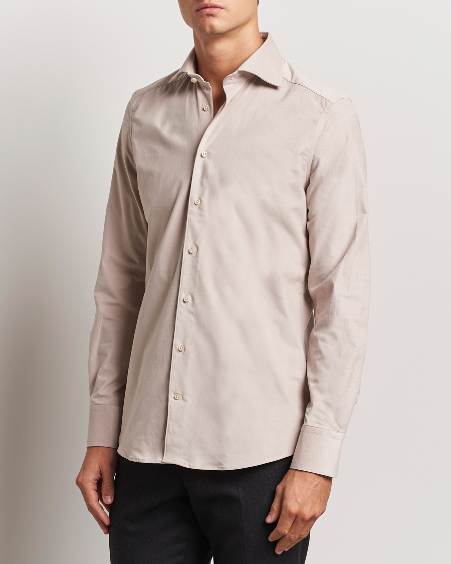 Heren |  | Stenströms | 1899 Velvet Baby Corduroy Shirt Beige