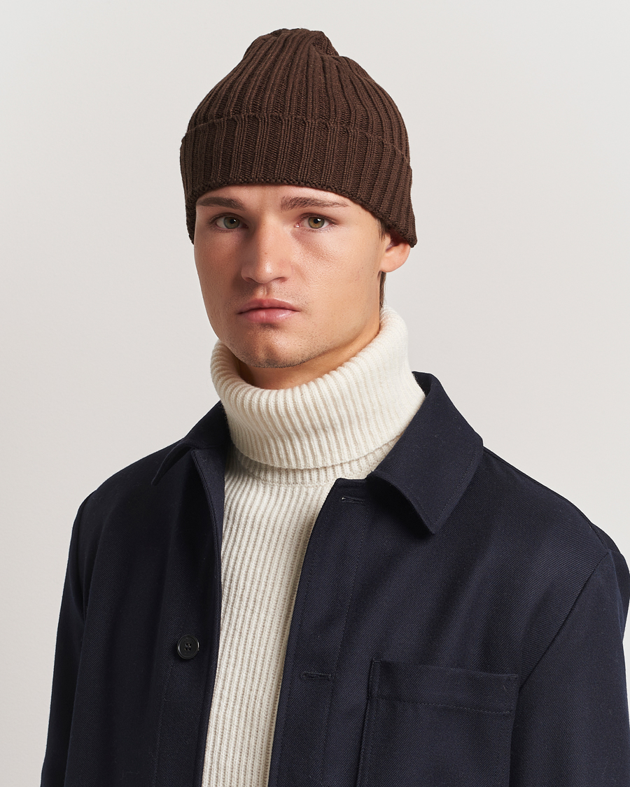 Heren |  | Stenströms | Ribbed Cotton/Cashmere Hat Brown