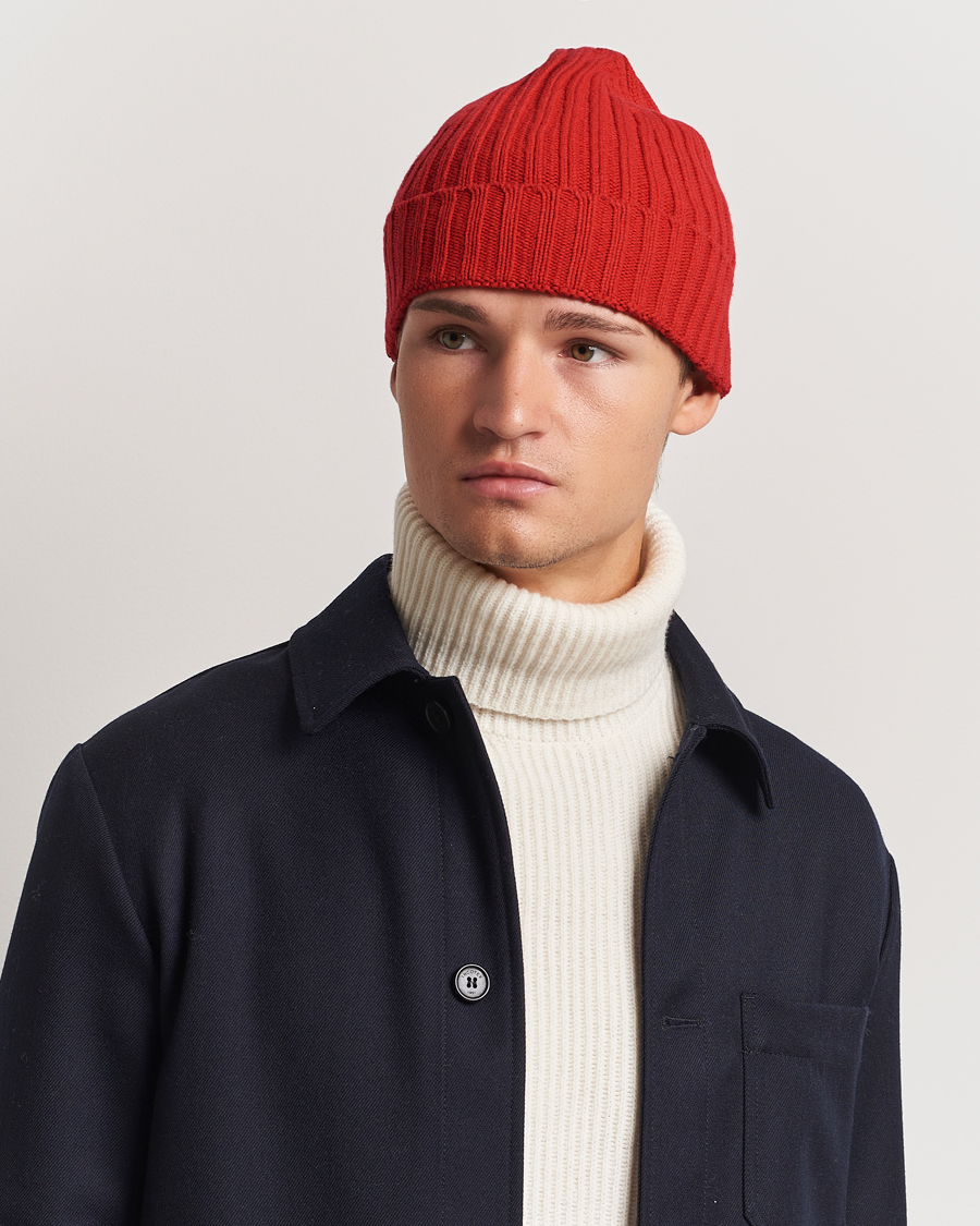 Heren |  | Stenströms | Ribbed Cotton/Cashmere Hat Red