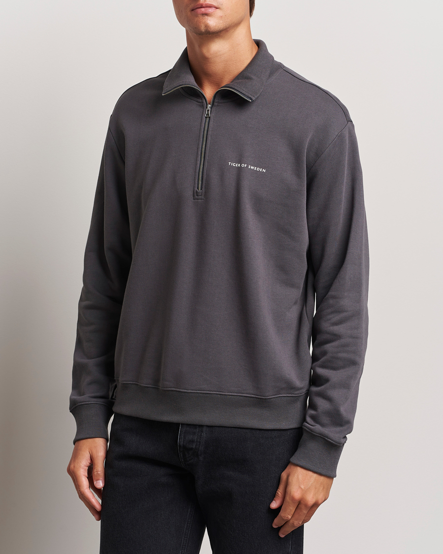 Heren |  | Tiger of Sweden | Marlon Half Zip Sweatshirt Charcoal