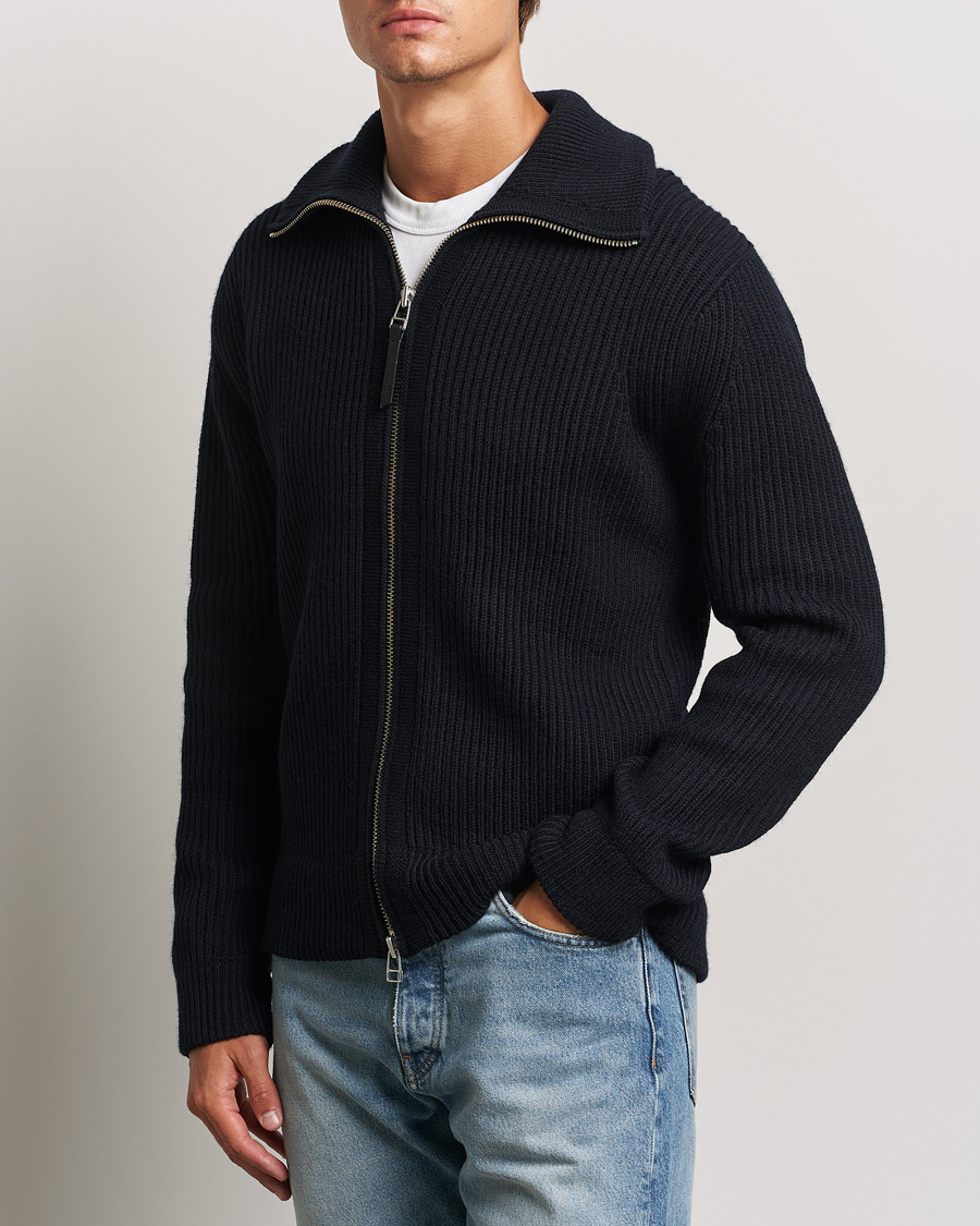 Heren |  | Tiger of Sweden | Niall Heavy Knitted Full Zip Light Ink