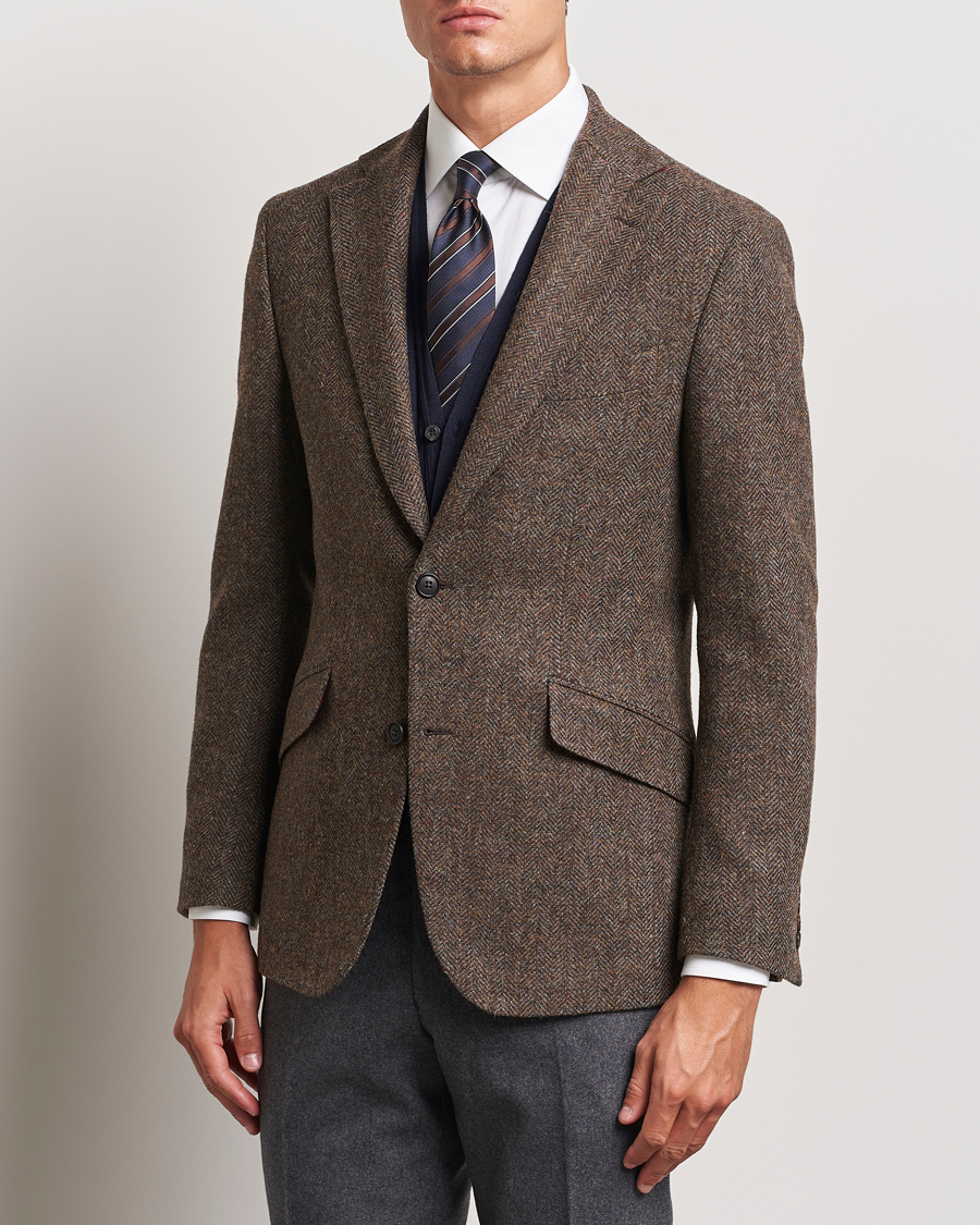 Heren |  | Walker Slater | Edward Lambswool Herringbone Blazer Brown