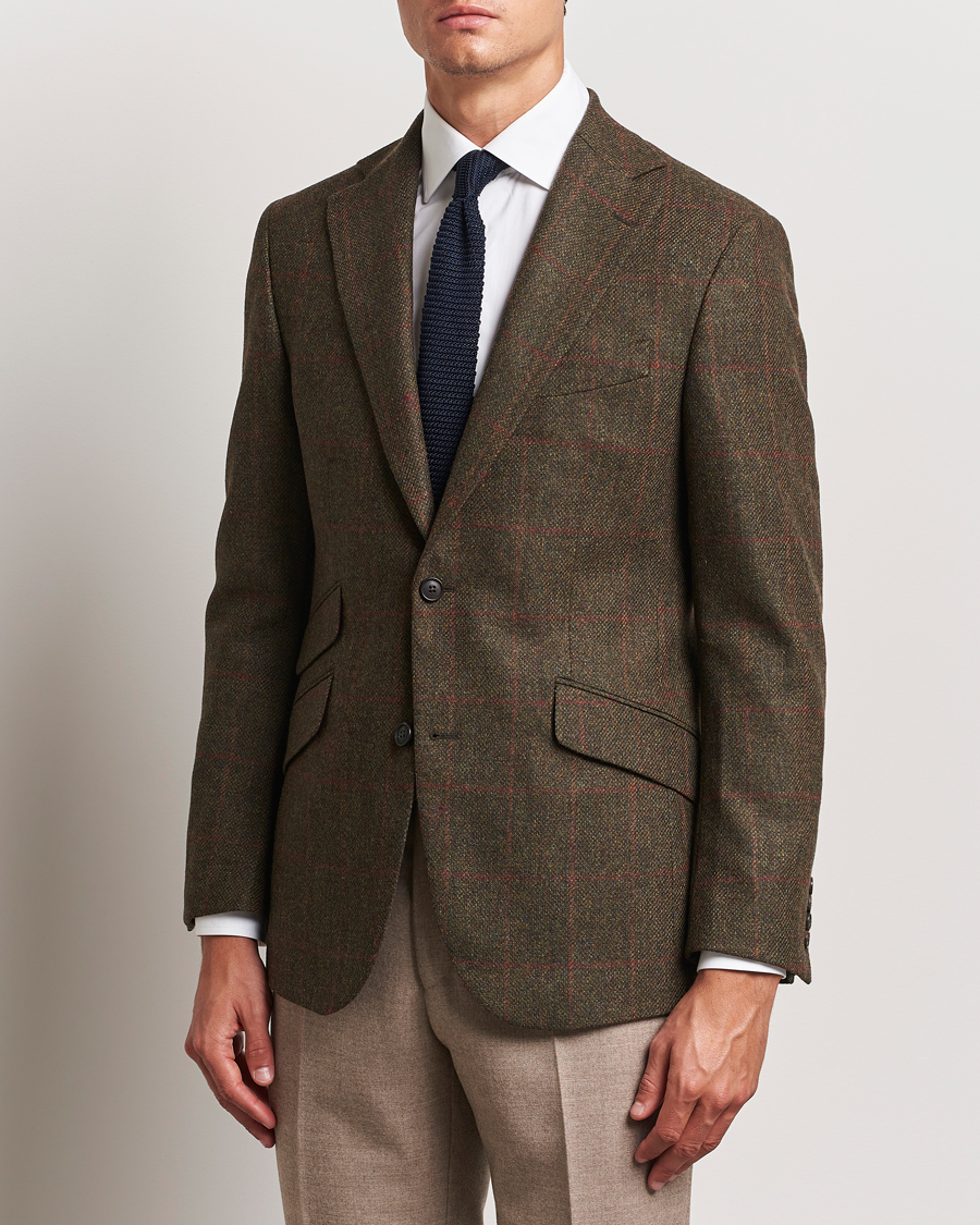 Heren |  | Walker Slater | Edward Lambswool Windowpane Blazer Green